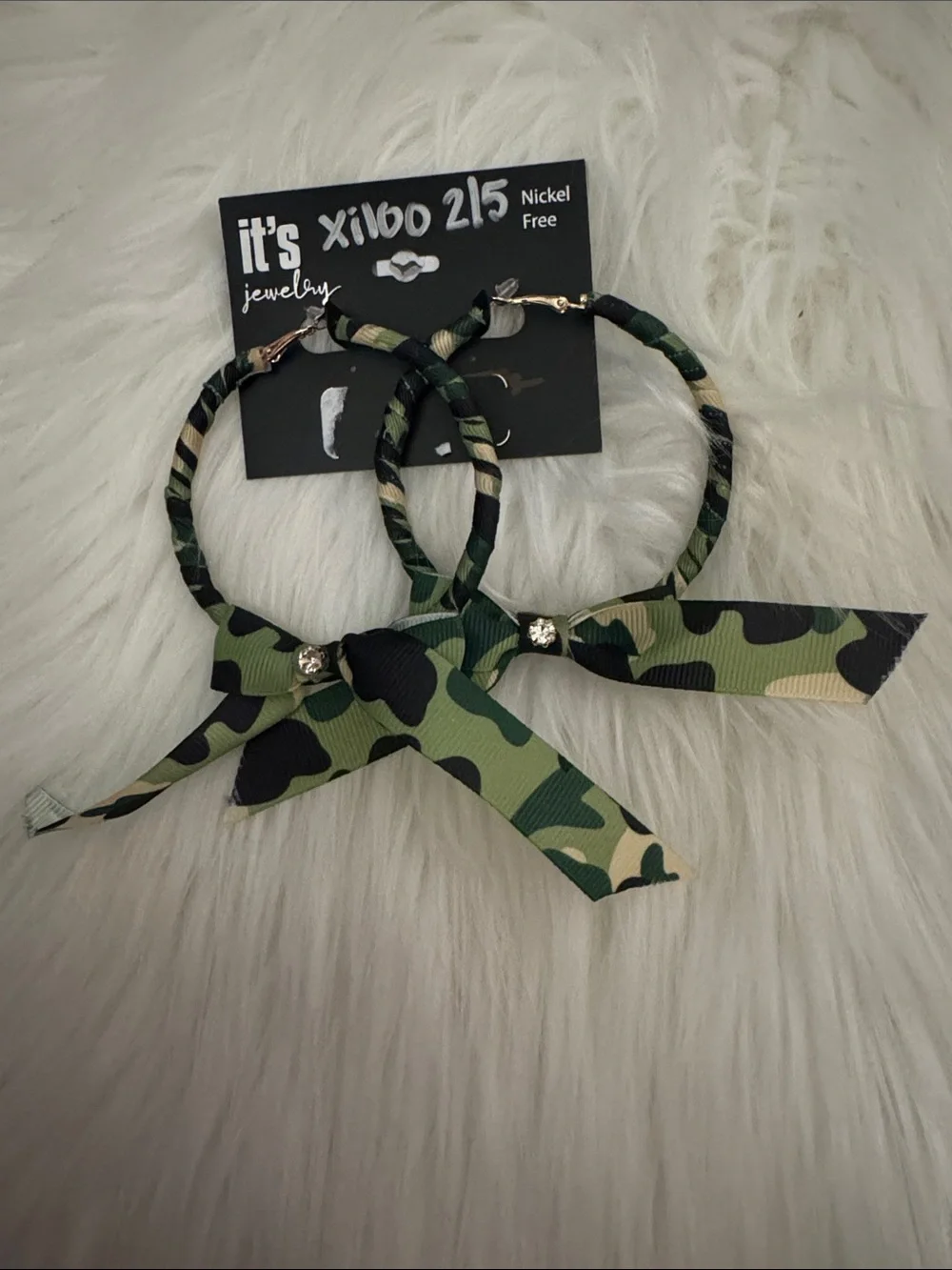It's Jewelry Camouflage Bow Hoop Earrings - Green